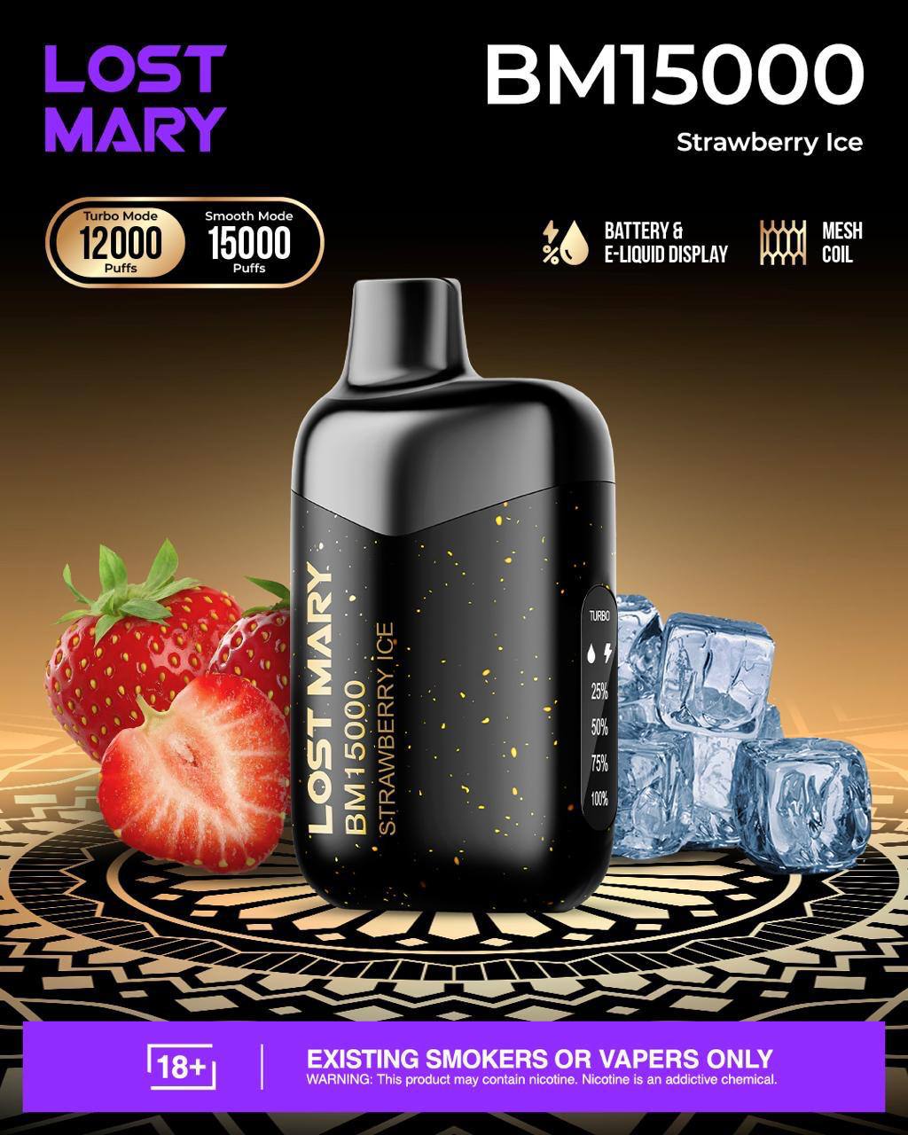LOST MARY BM15000 12K Puffs Strawberry Ice
