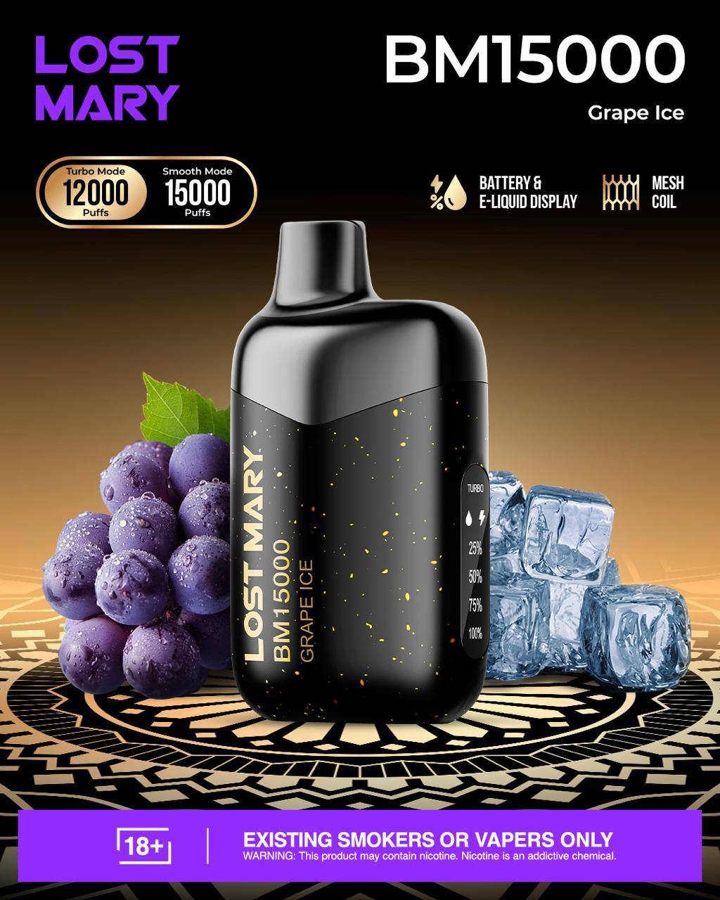 LOST MARY BM15000 12K Puffs Grape Ice