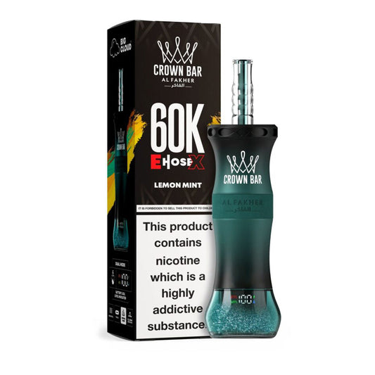 Crown Bar Al Fakher E Hose Lemon Mint X 60000 Puffs Hookah Disposable Vape