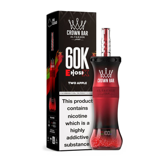Crown Bar Al Fakher E Hose Two Apple X 60000 Puffs Hookah Disposable Vape