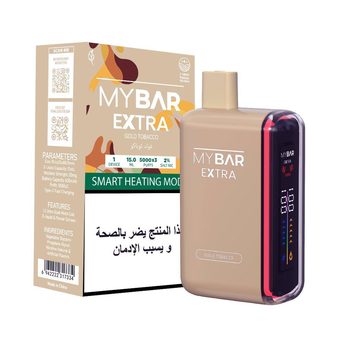 MYBAR EXTRA GOLD TOBACCO Up to 5000X3 Puffs