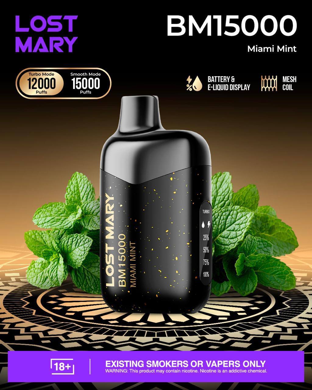 LOST MARY BM15000 12K Puffs Miami Mint