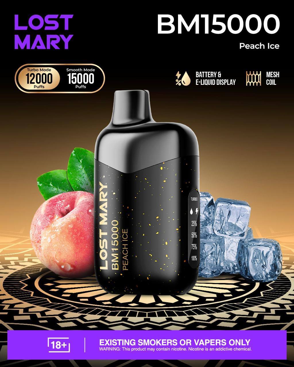 LOST MARY BM15000 12K Puffs Peach Ice